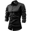 XYERDLYN Camicia da Uomo A Maniche Lunghe in Raso di Seta con Gemelli, Camicie Eleganti, Casual, Lucide, con Bottoni, di Lusso, per Feste, Balli di Fine Anno, Matrimonio, Lavoro, Top Non Stirabile
