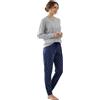 Viterbo Biancheria Pigiama Donna Caldo Cotone Interlock LWW00246 Manica Lunga Pantalone Lungo Autunno Inverno (Grigio Melange, S)