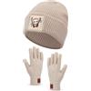 Geyoga Cappello da Donna e Set di Guanti Berretto Caldo Ricamato Cappello Invernale e Guanti Caldi in Pile Spesso