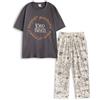 The Lord Of The Rings Conjunto de Pijama Gris para Hombre | Camiseta gráfica de Manga Corta con Cuello Redondo temático y Pantalones con Estampado de mapas | Ropa de fantasía con cinturilla elástica.