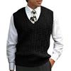 Generic Cardigan senza maniche da uomo Gilet Gilet lavorato a maglia Maglione Scollo a V Business Gentleman Maglieria Twisted Pullover Maglia Regular Fit Inverno, Nero , L