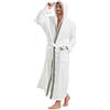FashGudim Men's Hooded Plush Robe with Black Trim Full Length Plush Long Robe for Men Big and Tall Warm Fleece Bathrobes House Robes