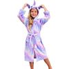 Ceruwum Accappatoio Unicorno per Bambina Morbidi Vestaglie in Pile con Cappuccio per Ragazze (Viola Brillante, 4-5 anni)