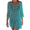 TMEOG Copricostume da Bagno Donna in Maglia Uncinetto Estate Abito da Spiaggia Bikini Cover Up Camicetta Maglia Tunica Kaftan Top (One Size, Senza Schienale Verde)