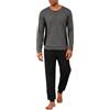 Marvmys Pigiama Uomo Invernale Cotone Lungo Due Pezzi con Bottoni Maniche Lunghe Pantaloni Lunghi Pigiama con Tasche Confortevoli Casual