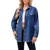 Cocila Giacca Jeans Donna, Giacca da Donna Alla Moda in Denim Taglio Leggero Elasticizzata con Tasche, Giubbino di Jeans Oversize Maniche Lunghe Giubbotto Primavera Autunno
