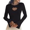 MGizo DtiSpectrum Maglione Attillato da Donna - Pullover Aderente con Intagli a Forma di Cuore, Maniche Lunghe Svasate e Scollo Rotondo, Top Lavorato a Maglia Sexy