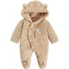 WYTbaby Tuta invernale da neve per neonati, in pile, per ragazze e ragazzi, 0-12 m, marrone, 6-9 Monate