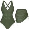 Shengxi Costume da Bagno con Bikini Cover Up Costume Intero Donna Contenitivo Scollo a V Push Up Imbottito Reggiseno Costumi Interi Curvy