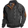 Berrynight Felpa da uomo casual retrò in cashmere con colletto alla coreana, elegante top vintage con bottoni a maniche lunghe, Grigio scuro, L