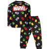 Marvel - Pigiama per Bambini - Pigiama Nero a Maniche Lunghe con Supereroi Indumenti da Notte in Cotone 100% - Merchandise Ufficiale 4/5 Anni