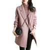 Suncadmious Giacca da Ufficio Formale Invernale da Donna Doppiopetto Risvolto Autunnale e Invernale Casual da Lavoro Cappotto Media Lungo (Rosa, 3XL)