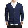 Dcvmvmn Giacche primaverili da uomo Maglione Cardigan in cotone con scollo a V Soprabito sottile Maglione lavorato a maglia Blu