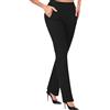 Generico Pantaloni da Lavoro Elasticizzati a Vita Alta da Donna, Pantaloni a Zampa a Gamba Larga, Pantaloni da Ufficio da infilare (Black,XL)