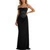 Generico Vestito Donna Elegante Monospalla Spaghetti Strap Abito Lungo in Pizzo Floreale Aderente Vestiti Senza Maniche Sexy Maxi Abiti con Alto Spaccato Laterale Bodycon da Discoteca Festa Sera #0305Y