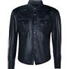 Infinity Leather Camicia Giacca da Uomo in Vera Pelle Effetto Jeans Stile Camionista Slim Fit
