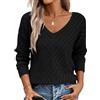 Razzlebelle Maglione Donna Maglia Fina Nero Autunno Moderno Leggero Pullover Traforato 2026