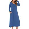 JCQIGOA Camicia da Notte Donna Maniche Lunghe Taglia Grande Abbigliamento da Notte con Tasche Laterali Caldo Pigiama Invernale Camice da Notte Cotone Sottoveste Donna Lunga Vestito da Notte Pigiama