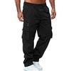 Angel ZYJ Pantaloni Cargo da Uomo Pantaloni Sciolti Casual Pantaloni Fitness con Tasche Laterali Pantaloni Sportivi da Uomo Pantaloni Outdoor da Uomo (3XL, Nero)