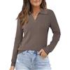 Arach&Cloz Polo da Donna Autunno Inverno in Morbido Misto Lana Maniche Lunghe(Coffee, XL)