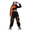 LOLANTA Completi Hip Hop Bambina, Abbigliamento Danza 3 Pezzi, 7-18 Anni | Top, Pantalone Cargo e Manica a Contrasto, Abiti da Danza per Spettacoli, Esibizioni e Tempo Libero