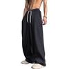 PADOLA Pantalone della Tuta Uomo Largo Y2K Streetwear Vita Elasticizzata con Cordino Tasche Laterali Pantalone Casual Baggy per Sport e Tempo Libero(S,Nero)
