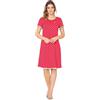 e.FEMME Camicia da notte da donna Marion 308, manica corta, 50% cotone e 50% modal, Corallo Punteggiato, 44