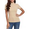 Totatuit Lupetto Donna Dolcevita Manica Corta Maglietta Elegante Tshirt a Costine Basic Top a Collo Alto Casual Pullover di Slim Fit S-XXL
