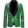 Generisch Blazer con paillette, giacca da uomo lucida, giacca con brillantini, giacca dorata, per Capodanno, festa di Natale, abbigliamento da lavoro, colore oro, verde, L