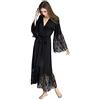 YUHOOE Donna Pigiama Kimono,Accappatoio Lungo Con Scollo A V In Pizzo Con Scollo A V In Raso Di Seta Accappatoio Lungo Con Cintura Da Damigella D'Onore Indumenti Da Notte Per La Festa Nuziale 4Xl,Nero,Xxxxl