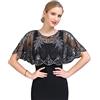 GIBZ Donna Scialle con Paillettes Elegante 1920's Cardigan Argento