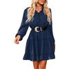 CUPSHE Mini abito da donna con scollo a V e pompon a maniche lunghe increspato con coulisse a trapezio verde
