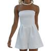 Hanaoops Tuta Intera Donna Corta Estiva Jumpsuit Senza Manica Casuale Monopezzi e Tutine Elegante Overall Rompers Senza Bretelle Pagliaccetto Vacanza Outfit (Bianco, M)