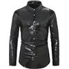 Casey Kevin Camicia da Uomo con Paillettes Vestiti Anni 70 Uomo Abbigliamento da Discoteca