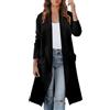Suncadmious Cappotto Cardigan Allentato a Maniche Lunghe con Bottoni Eleganti con Risvolto Lungo da Donna Cardigan in Puro Colore Cappotto Medio Lungo con Giacca Tascabile (Nero,XL)