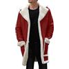 Gefomuofe Giacca invernale da uomo, lunga, in pile, con imbottitura in pelliccia sintetica, parka, cappotto in pile, da aviatore, militare, Colore: rosso, XXL
