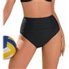 Ekouaer Slip Costume Donna Vita Alta Bikini Arricciati Costumi da Bagno Donna Controllo Pancia Pantaloncino S-XXL Nero M