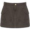 Generic Gonna di Jeans Gonna Casual a Pieghe Gonna a Vita Bassa Tasca Gonna dal Design a Trapezio Mini Streetwear Elegante-Marrone-S