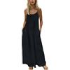 Generic Abito estivo con spalline sottili da donna, senza maniche, vestibilità larga, con schiena scoperta, maxi abito da vacanza casual lungo