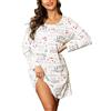ENJOYNIGHT - Camicia da notte da donna a maniche lunghe, in cotone, con stampa, sleepshirt, biancheria da notte, camicia da notte, S