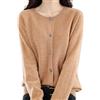 DJFOG Cardigan in cashmere da donna, cardigan a maniche lunghe con bottoni frontali in cashmere 2024, maglioni elastici in maglia morbida e calda, Cammello dorato, XL