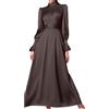 Vhersily Vestito Lungo Autunnale 2024 con Maniche Lunghe a Palloncino Vita Stretta e Design Minimalista per Look da Fata - Abiti Eleganti Donna Cerimonia Autunno Cinturata in Tessuto Monocromatico