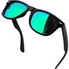 Joopin Occhiali da Sole da Uomo Donna Polarizzati Protezione UV400 Classici Rettangolari Quadrati Vintage Retrò Anni '80 Occhiali Specchio da Guida (Nero Verde)