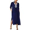 LikeJump Donna Vestito da Spiaggia Bohémien Ricamati Floreali Copricostume Kaftano Abito Bikini Cover ups