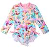 XFGIRLS Ragazze Costume da Bagno Interi Manica Lunga Protezione Solare UV50+ Bambino Rashguard Costumi da Bagno 6M-6Anni