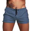 SimidunEUR Costume da Bagno, Uomo Pantaloncini Sportivi Asciugatura Rapida Pantaloni Corti da Corsa Calzoncini da Surf sulla Spiaggia con Fodera in Mesh e Tasche,Blu-Grigio,XS