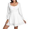 JiJiRuDU Costume Pirata Donna, Abiti Donna Estivi Casual Pirata da Donne, con Scollo a Slash, in Tinta Unita, Senza Spalline, Lunghezza al Ginocchio, Patchwork, per Feste, Carnevale