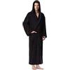 Arus Accappatoio da uomo con cappuccio, lunghezza al polpaccio, 100% cotone spugna, Nero, XXL-3XL