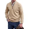 Berrynight Maglione di base della chiusura lampo del cachemire degli uomini, maglione degli uomini del quarto della zip, maglione girocollo di base degli uomini lavorati a maglia, cachi, XXX-Large