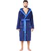 Ladeheid Accappatoio Vestaglia Uomo con Cappuccio LA40-221 (Blu Scuro/Blu, XL)